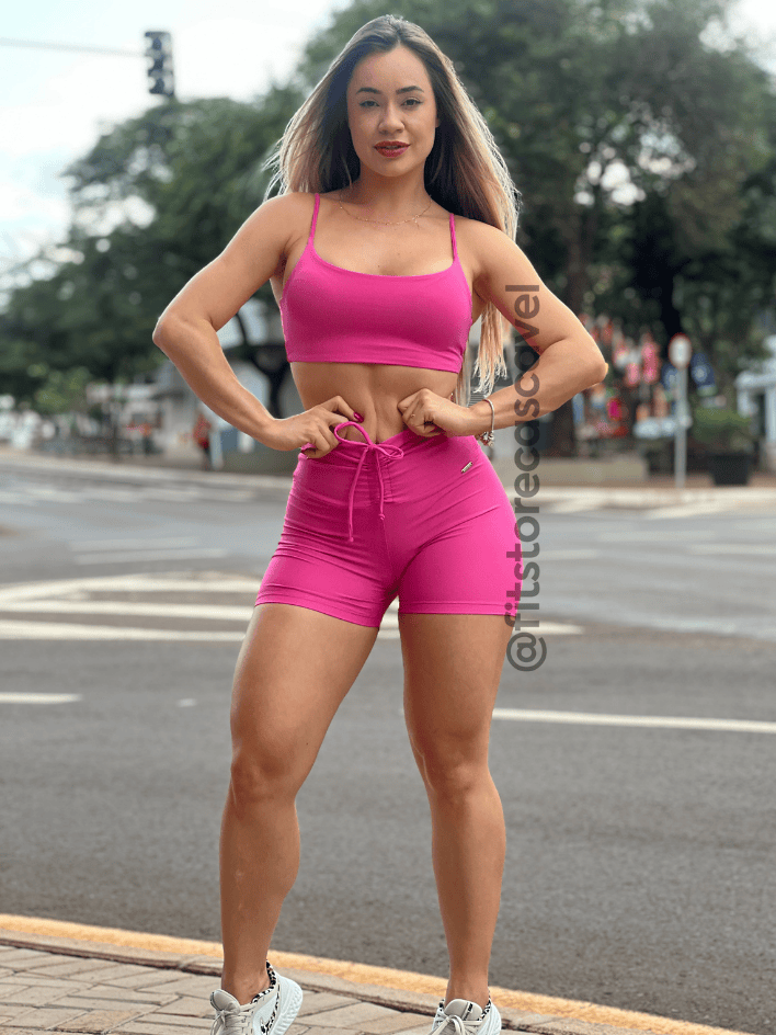Conjunto Frilled Rope Rosa Top e Legging
